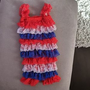 Red white and blue ruffle romper